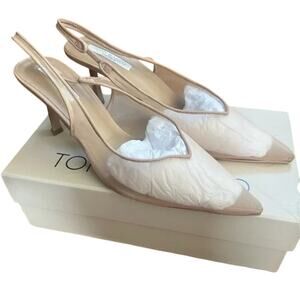 Revolve x Tony Bianco Nude Slingback Pointed-Toe Heels 9